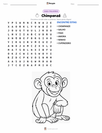 Prévia da folha de atividades imprimível Chimpanzé