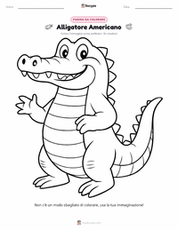 Pagina da colorare di Alligatore Americano per bambini
