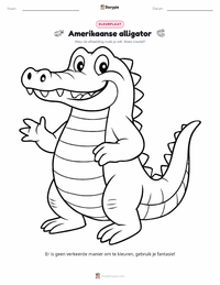 Amerikaanse alligator kleurplaat voor kinderen