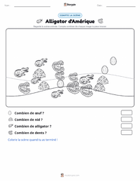 Aperçu de la feuille de travail imprimable Alligator d'Amérique