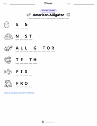 American Alligator printable worksheet preview