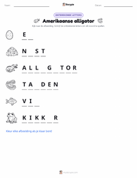 Amerikaanse alligator afdrukbare werkblad voorbeeld