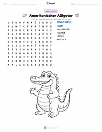 Amerikanischer Alligator druckbare Arbeitsblatt Vorschau