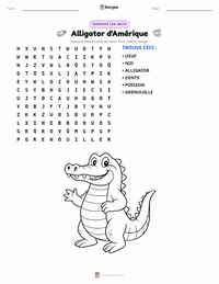 Aperçu de la feuille de travail imprimable Alligator d'Amérique