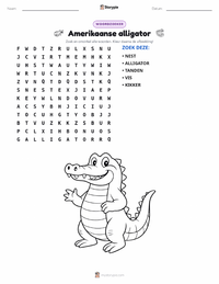 Amerikaanse alligator afdrukbare werkblad voorbeeld