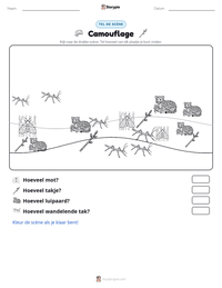 Camouflage afdrukbare werkblad voorbeeld