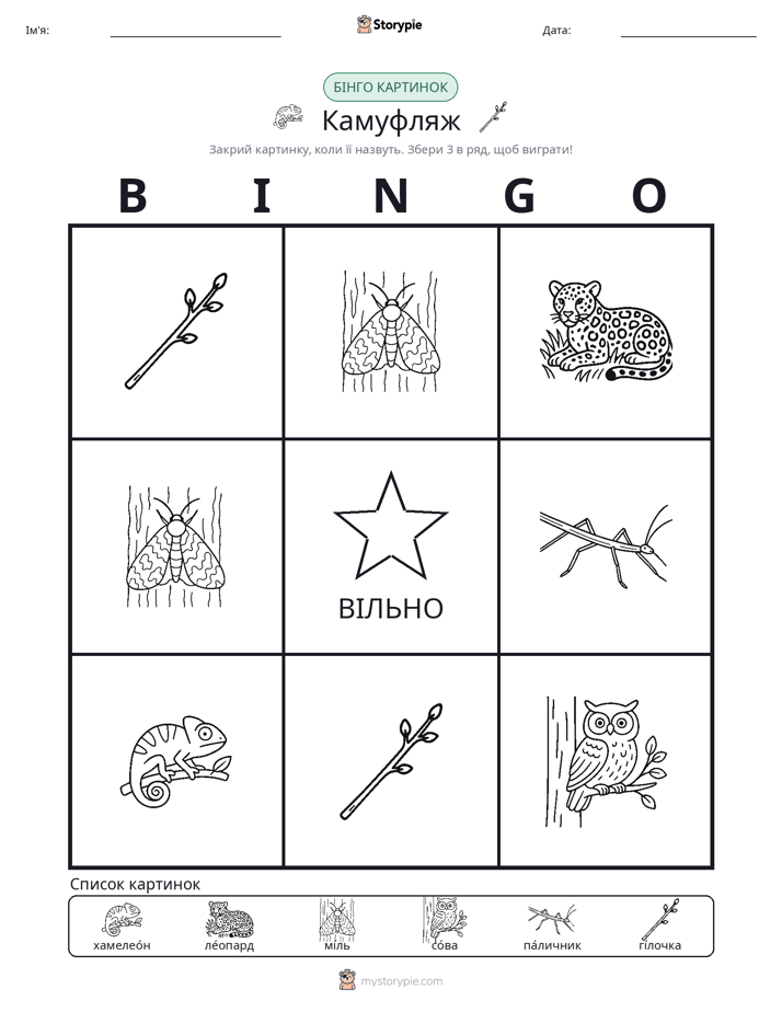Бінго з Малюнками