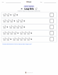 Aperçu de la feuille de travail imprimable Loup Gris