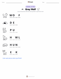 Gray Wolf printable worksheet preview
