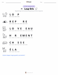 Aperçu de la feuille de travail imprimable Loup Gris