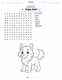 Grijze Wolf afdrukbare werkblad voorbeeld