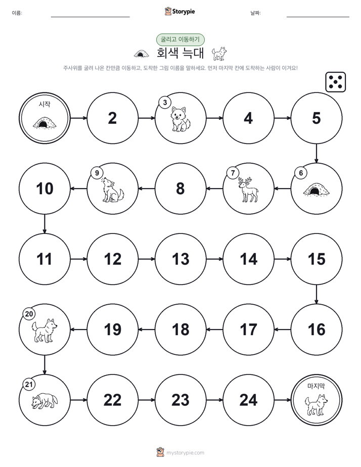 주사위 굴리고 이동하기 게임