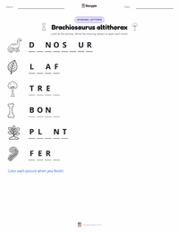 Brachiosaurus altithorax printable worksheet preview