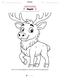 Pagina da colorare di Wapiti per bambini