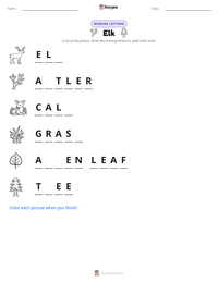 Elk printable worksheet preview