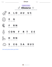 Allosaurus printable worksheet preview