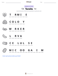Termite printable worksheet preview