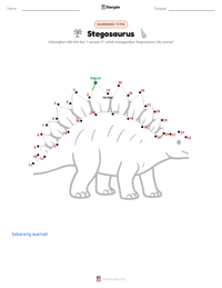 Prabaca lembar kerja cetak Stegosaurus