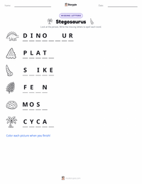 Stegosaurus printable worksheet preview