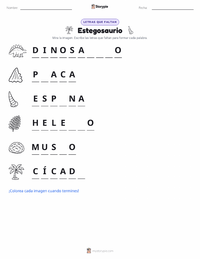 Vista previa de la hoja de trabajo imprimible de Estegosaurio