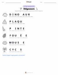 Aperçu de la feuille de travail imprimable Stégosaure