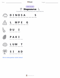 Prabaca lembar kerja cetak Stegosaurus