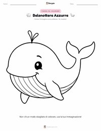 Pagina da colorare di Balenottera Azzurra per bambini