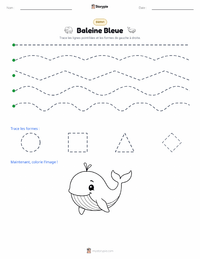 Aperçu de la feuille de travail imprimable Baleine Bleue