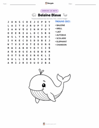 Aperçu de la feuille de travail imprimable Baleine Bleue
