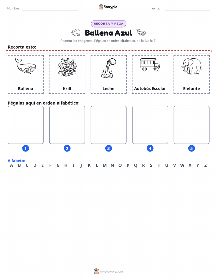 Cortar y Pegar el Alfabeto