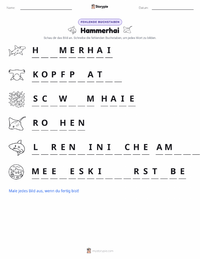 Hammerhai druckbare Arbeitsblatt Vorschau