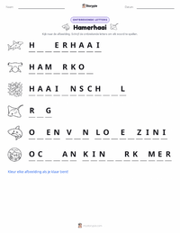 Hamerhaai afdrukbare werkblad voorbeeld