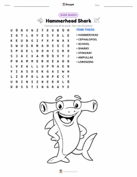 Hammerhead Shark printable worksheet preview