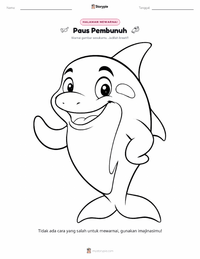 Halaman mewarnai Orca (Paus Pembunuh) untuk anak-anak