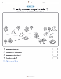 Ankylosaurus magniventris yazdırılabilir çalışma sayfası önizlemesi