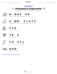 Ankylosaurus magniventris printable worksheet preview