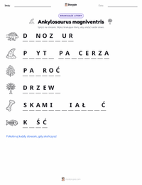 Podgląd drukowalnego arkusza ćwiczeń Ankylosaurus magniventris