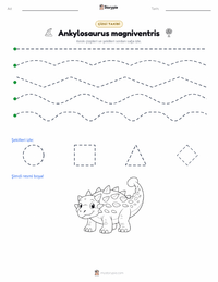 Ankylosaurus magniventris yazdırılabilir çalışma sayfası önizlemesi