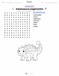 Vista previa de la hoja de trabajo imprimible de Ankylosaurus magniventris