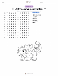 Ankylosaurus magniventris afdrukbare werkblad voorbeeld