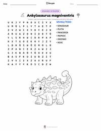Podgląd drukowalnego arkusza ćwiczeń Ankylosaurus magniventris