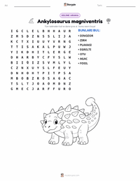 Ankylosaurus magniventris yazdırılabilir çalışma sayfası önizlemesi
