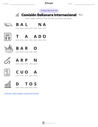 Vista previa de la hoja de trabajo imprimible de Comisión Ballenera Internacional