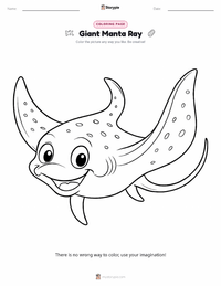 Giant Manta Ray coloring page for kids
