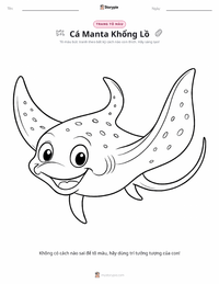 Trang tô màu Cá Đuối Manta Khổng Lồ cho trẻ em