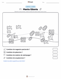 Aperçu de la feuille de travail imprimable Raie Manta Géante