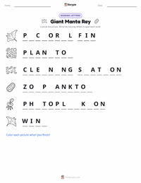 Giant Manta Ray printable worksheet preview