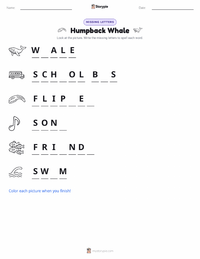Humpback Whale printable worksheet preview