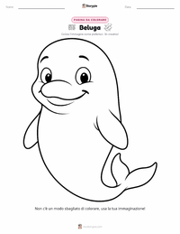 Pagina da colorare di Balena Beluga per bambini