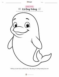 Trang tô màu Cá voi Beluga cho trẻ em